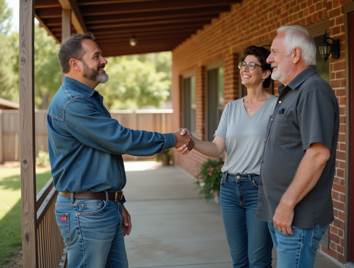A Klassen Window & Door Co. visit, a handshake with a homeowner on the front porch.